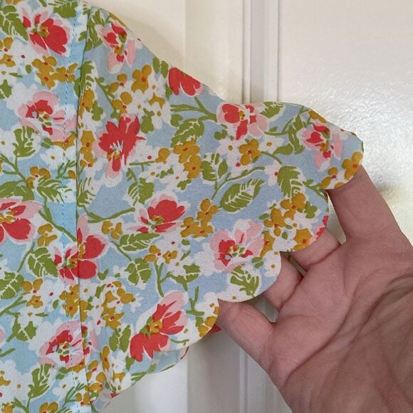 Matilda Jane Womens Poppy Field Drop Waist Dress S 14 Blue Floral Flutter Sleeve - Picture 3 of 11